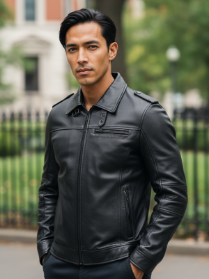 Vanguard Black Officer Leather Jacket