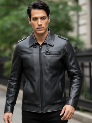 Vanguard Black Officer Leather Jacket