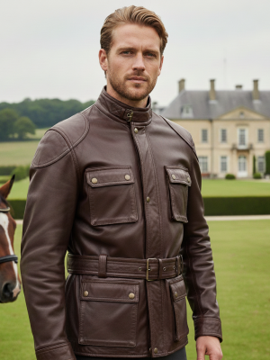 LC17-Warm Brown-TT00001(1) Regent Brown Belted Field Leather Jacket