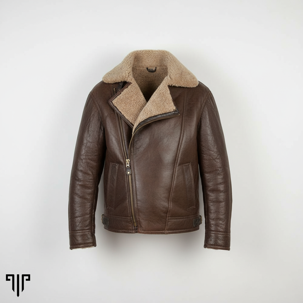 Ares Dark Brown Shearling Biker Jacket