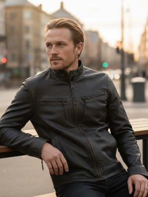 Belmont Black Distressed Café Racer Leather Jacket 1