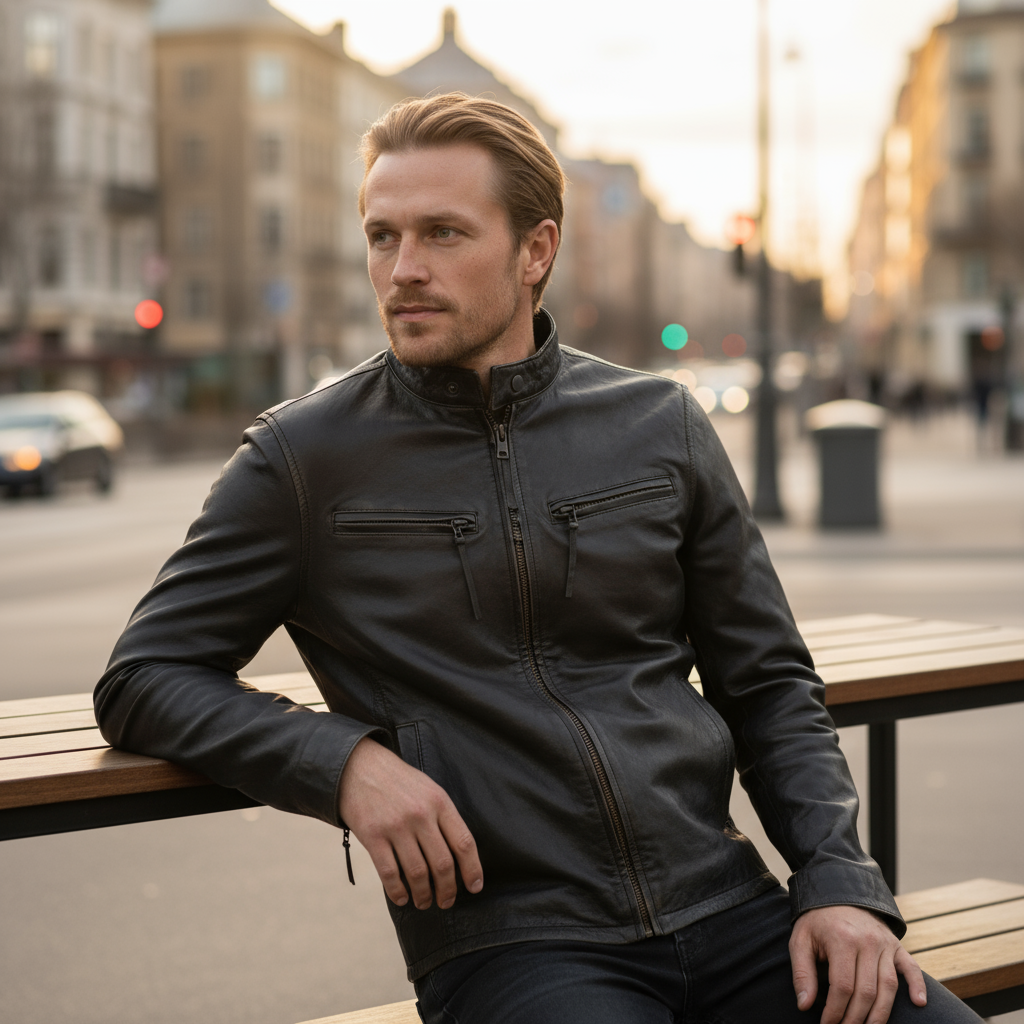 Belmont Black Distressed Café Racer Leather Jacket 1