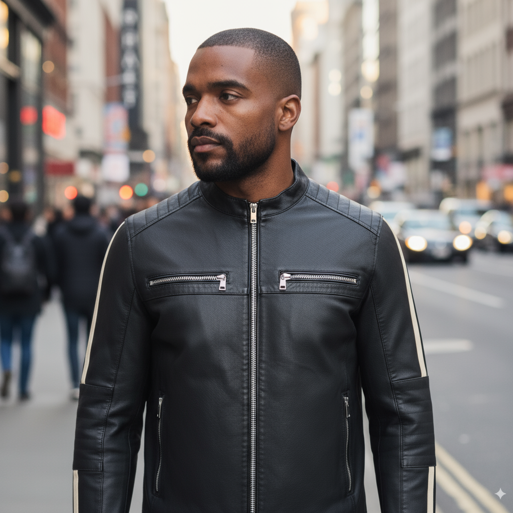 Sentinel Black Racer Leather Jacket