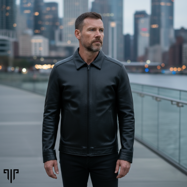 Stealth Mens Aviator Black Leather Jacket 1