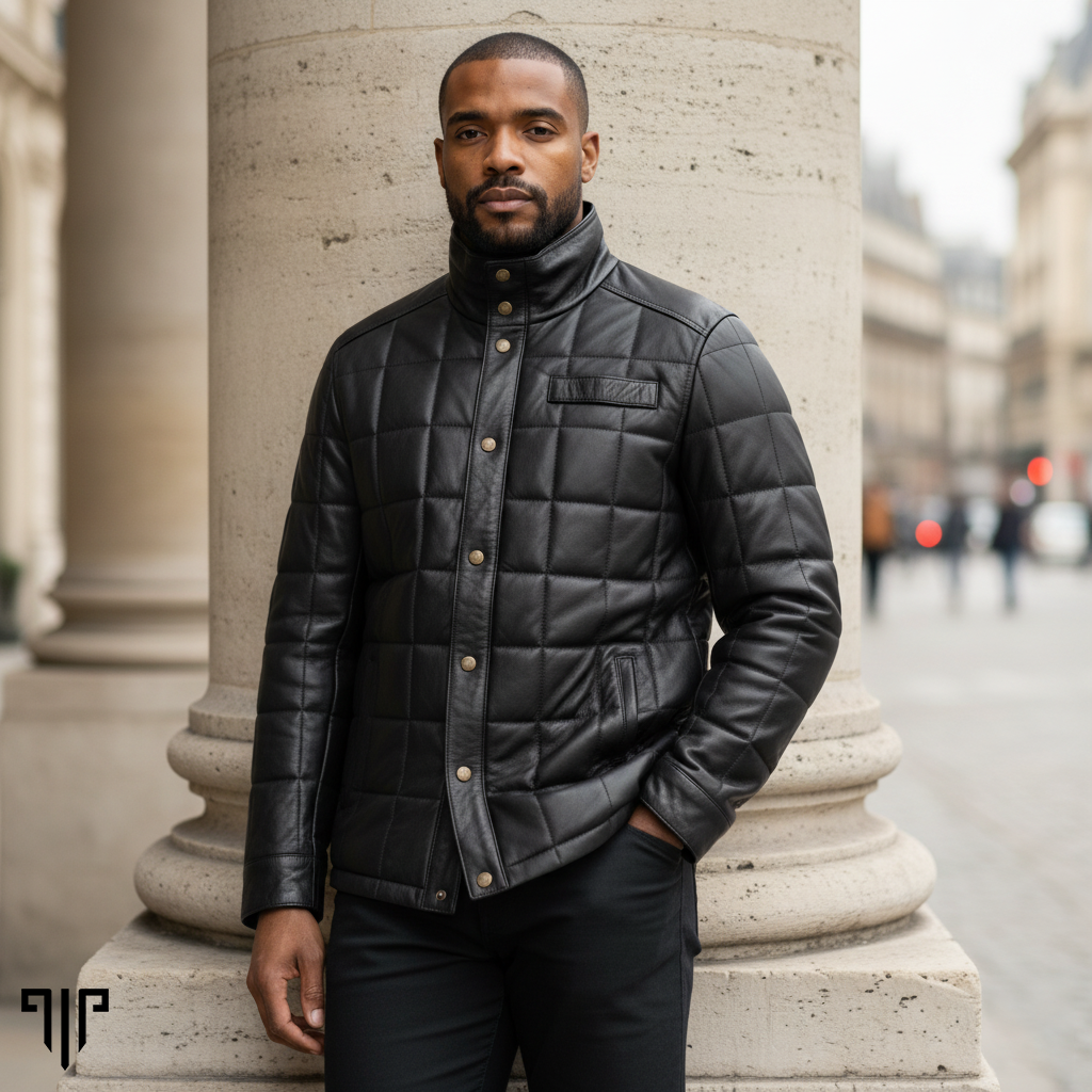 Odyssey Black Leather Quilted Jacket 1