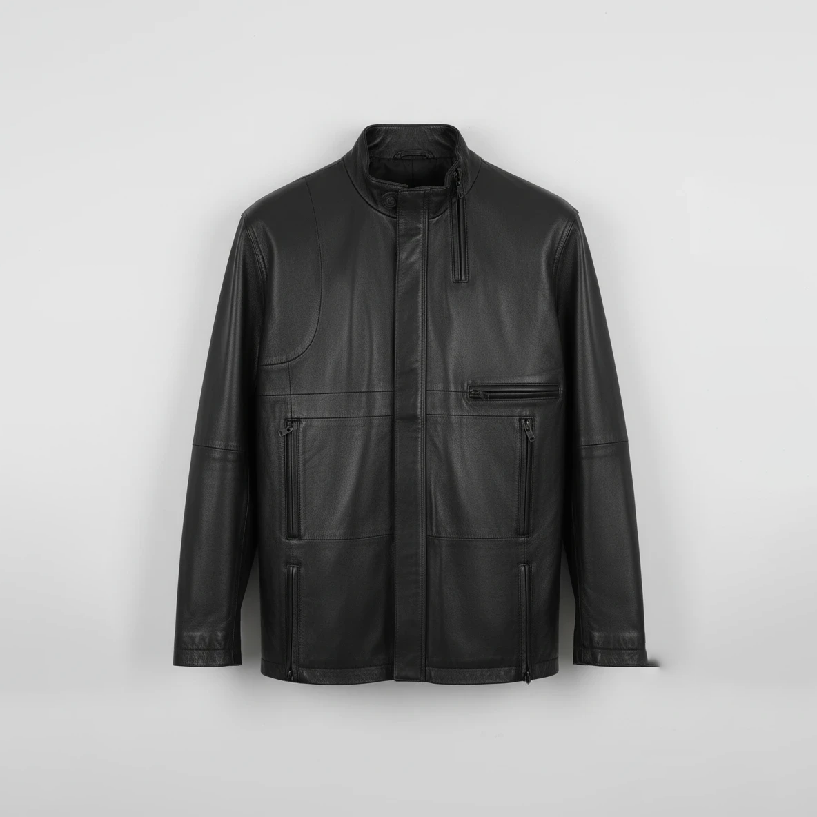 Pulse Black Leather Utility Jacket