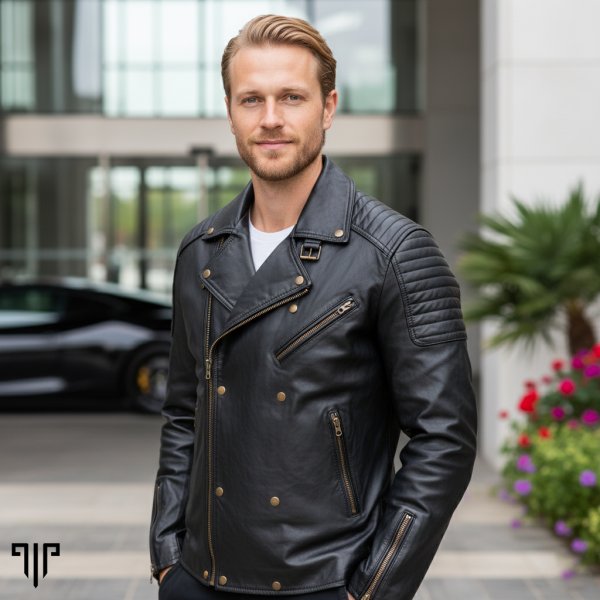 Edge Black Leather Moto Jacket 2