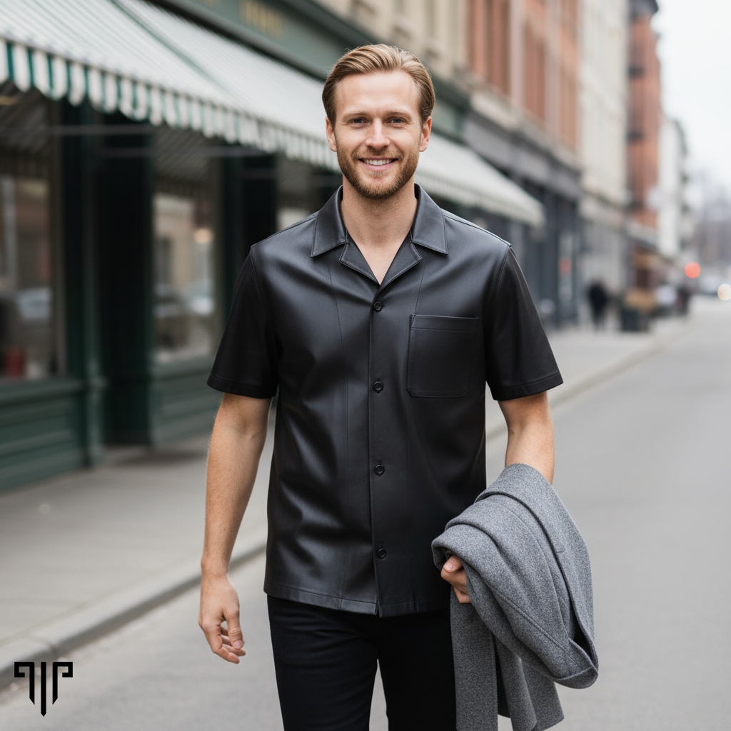 The Legacy Black Leather Short-Sleeve Shirt 2